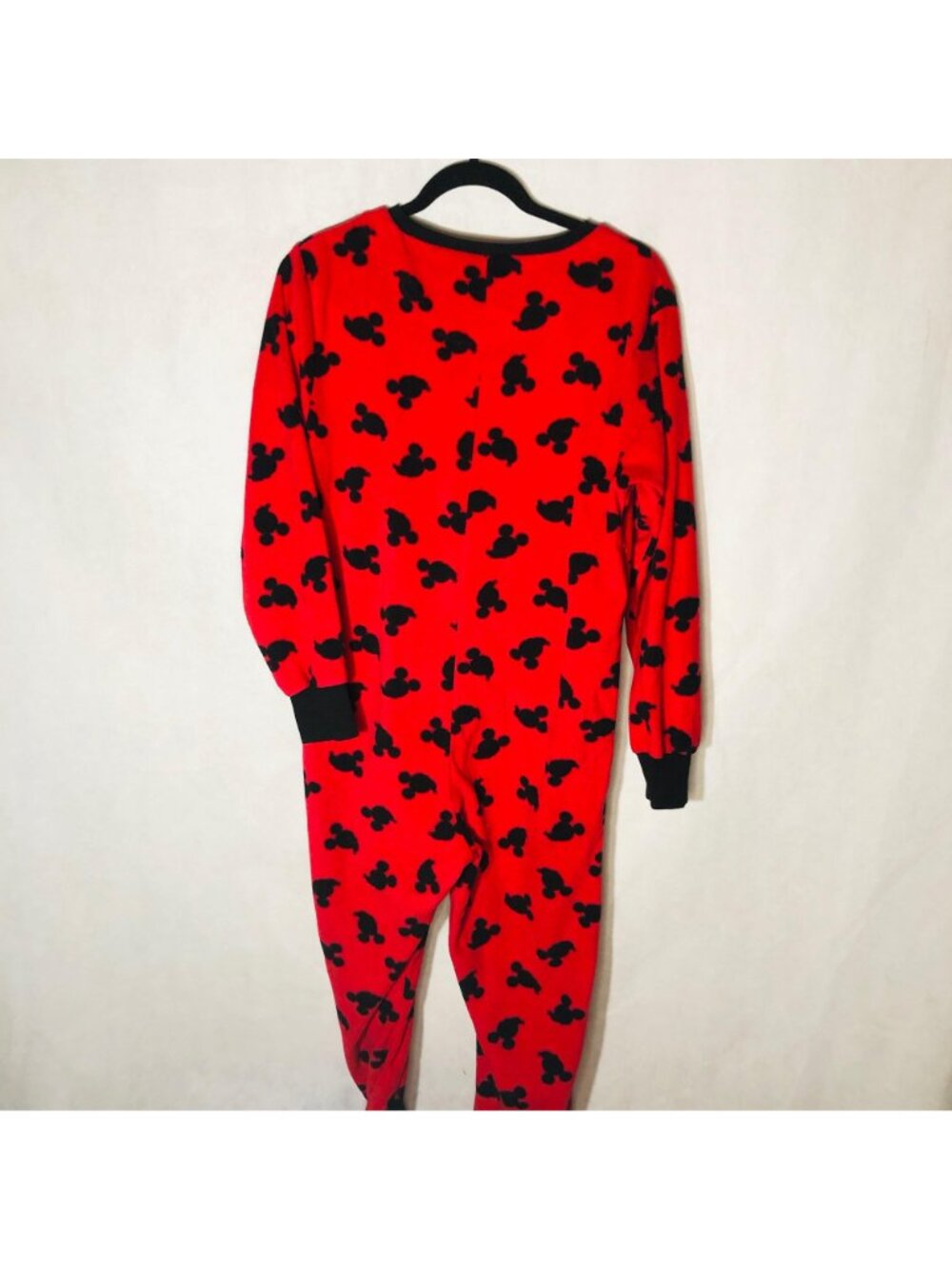 Disney feet pajamas red black mickey ears long sleeve zipper front size 10 READ - Picture 7 of 9